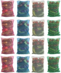 aaradhya Premium Fridge Vegetable and Fruit Reusable Net Pack of 16 Grocery Bags