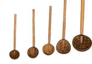 Agri Dot Set of 5 Wooden Spoons (Made with coconut shell and coconut wood) Kitchen Tool Set