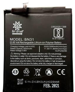 MRMT STAR Mobile Battery For  Xiaomi Mi A1 (Mi 5X), Redmi Y1 (Note 5A), S2 (Redmi Y2), MDG2,MDI2,M1803E6G,MDI6S, BN31
