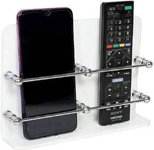 Sarvatr Acrylic Double Mobile Stand Double Phone Charging Holder, TV- AC Remote Stand Acrylic Wall Shelf