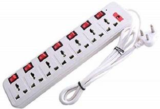 D-DEVOX SB UNIQUE 7+7 Socket Extension board| 6 Amp| Fuse|3 Yards Cable 7 Socket Extension Boards (White) 7  Socket Extension Boards