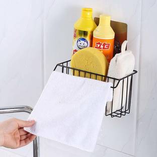 UK Enterprise Wall Mounted Hanging Storage Holder Bathroom Shower Caddy Basket Shelf for Bathroom Sink Sponge Holder, Toothbrush Holder with Kitchen Towel Rack, Shampoo, Cosmetic Bottle Stand Stainless Steel Wall Shelf Stainless Steel Wall Shelf