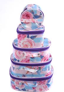 Meher Rose Printed Set of 5 Pcs Toiletry Shaving Makeup Bindi Bangle Socks Hanky Storage storage organizer Vanity Box (Multicolor) multi purpose, Vanity Box