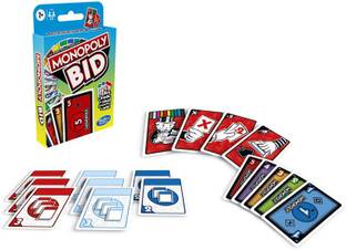 Monopoly Bid Game, Quick-Playing Card Game For 4 Players, For Families and Kids Ages 7+ Money & Assets Board Game