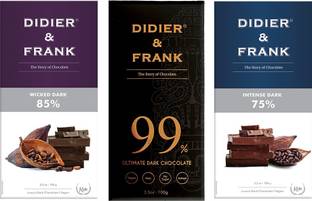 Didier & Frank Dark Chocolate 99%, 85% & 75% Dark, 100g Each Bars