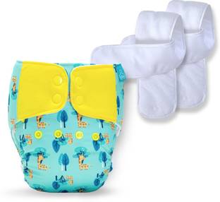 bumberry Baby Pocket Diaper 2.0- Waterproof Reusable & Adjustable Cloth Diaper with leg gusset, wetfree lining & 2 extralong wetfree Inserts (6 -36 months,Baby Giraffe)