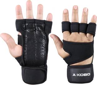 KOBO Weight Lifting Gym Gloves/Hand Grips for Pull Ups/Grip Pads for Functional Fitness Gym & Fitness Gloves