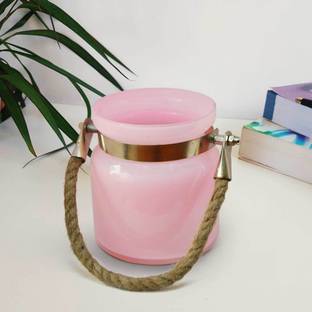 Leafy Dew Glass Jar Lantern with jute rope Tealight holder Glass 1 - Cup Candle Holder
