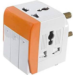 NMS TRADERS 3 Ways Switched Multi Adapter,Individual Switch,Led Indicator, Universal Input With Safety Shutter 3 Pin 3 Way Universal Multiplug Adaptor With Individual Switch - Multi Socket Adapter With LED Indicator Three Pin Plug 5 A Three Pin Socket