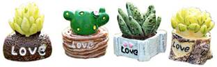 P s retail Mini Artificial Cactus Plant Showpiece - 4 pcs/Set Decorative Showpiece  -  2.2 cm