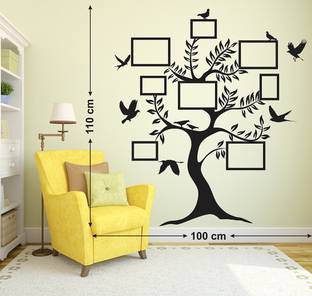 WALLDECORS 91.44 cm CRAZY FAMILY MEMORY PHOTO FRAME TREE STICKER Self Adhesive Sticker