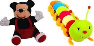 Nihan Enterprises Premium Quality Mickey Mouse Soft Toys (26 Cm) and Stuffed Soft caterpillar Plush Toy Kids Birthday (26 Cm) - Combo soft toy - 26 cm  (Multicolor)  - 26 cm