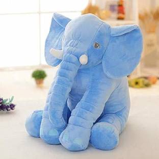 KPN Soft Animal Elephant Soft Toy Cushion Pillow for Baby Safety - 30 cm (Blue)  - 30 cm