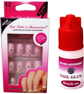Ear Lobe & Accessories Designer Fancy nails 12pcs with Small glue*N-5 Multi