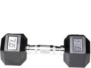 LCARNO Best Quality (7.5KG*1) Rubber Coated Hexagonal Single Dumbbell Fixed Weight Dumbbell