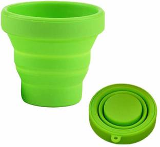Modinity silicone Foldable glass-Green Glass Water/Juice Glass Glass Set Water/Juice Glass