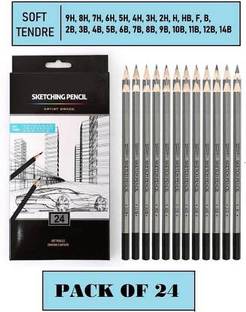 Pehrovin SKETCHING/SHADING PENCILS/ GRAPHITE PENCILS FOR ARTISTS, PROFESSIONALS, BEGINNERS, THESE PENCILS (SET OF 24) ARE IDEAL FOR SKETCHING , SHADING, PORTRAIT MAKING Pencil