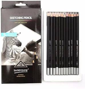 Pehrovin SKETCHING/ SHADING PENCILS FOR ARTISTS, PROFESSIONALS, FOR SKETCHING, DRAWING , PORTRAIT MAKING ( SET OF 12) GRAPHITE PENCILS Pencil
