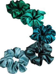 ह्यूमनबर्ड Silk Satin Green Scrunchies Silk Hair Tie for Women/Girls