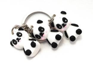 Key Era 3pc Joint Rubber Panda Kungfu Keyring Key Chain