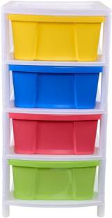 AVAIKSA Containers Kitchen Rack Plastic Multipurpose 4 Layer Standard Size ( Multicolor ) Drawer