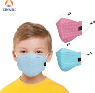 CENWELL 3Pcs Pure Cotton 3D Kids Mask Adjustable loops Fabric N95 for boys girls KD-8 Cloth Mask With Melt Blown Fabric Layer