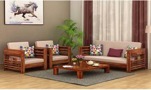 DriftingWood Wooden Sofa set for living Room Furniture | 3+1+1 Sofa Set | 5 Seater Sofa Fabric 3 + 1 + 1 Sofa Set