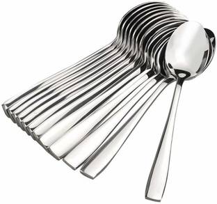 chapo Stainless Steel Dinner/ Table Spoons, (Set of 12), Silver Stainless Steel Serving Spoon Set