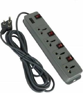 D-DEVOX SB 4 switch 4 socket home consumable extension board 6amp 5 meter long wire 4 Socket Extension Boards (Grey) 4  Socket Extension Boards