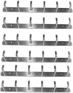 deeplax Door Hook Cloth Hanger Bathroom Wall Hooks wall Hanger keys Holder Steel Hooks Hook Rail Hooks khunti zolo 6 pin (chrome finished) (Pack of 6) Hook Rail 6