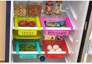 हेत्शीव Adjustable Refrigerator plastic Storage Basket, Expandable Fridge Rack स्टोरेज बास्केट