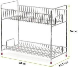 Value Adds Containers Kitchen Rack Steel Presents a Stainless Steel 2 Layer Multi-Purpose Kitchen Rack, Spice Rack, Storage Rack, Bathroom Shelf, Cosmetic Organizer
