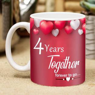 ME&YOU Anniversary Gifts, 4 Years Together forever to go Printed Ceramic Coffee Ceramic Coffee Mug