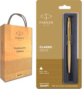 PARKER Classic Gold Ball Pen with Gold Trim and Gift Bag Ball Pen