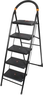 HOMACE Heavy Duty Folding Ladder with Wide Steps (7 Years Warranty) - Milano 5 Steps For Home and Office Steel Ladder