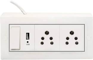 CoolingCentre BAHUL Power strip Electric Extension Board - 5A + 5A + 1 USB Socket with Master Switch and Heavy Duty 4 Meter Wire 2  Socket Extension Boards