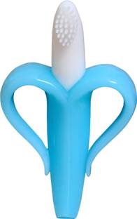 mastela Single Silicone Banana Shaped Teething Toothbrush/Teether for Baby/Toddlers/Infants/Children (Blue, Pack of 1) Teether