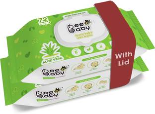 Beebaby Fresh Aloe Vera Baby Wet Wipes with Lid - 2 Pack of 72 Wipes