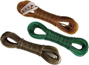 Parthav (Pack of 3) 20 Meter Cloth Hanging Rope For Drying Clothes PVC Coated Polypropylene, Stainless Steel Steel Clothesline