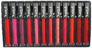 NattyU Beauty Waterproof Matte Lipsticks Set Of 12 - Long Lasting - 12 Different Shades