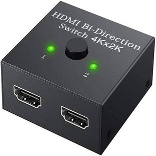 techut HDMI Switch 2 Port Bi-Directional Manual HDMI hub 2 in 1 Out or 1 in 2 Out Splitter converter Media Streaming Device