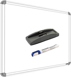 SRIRATNA Non Magnetic Non Magnetic 1.5 X 2 feet Glossy White Board, One Side White Board Marker and Reverse Side Green Chalk Board Surface Whiteboard with 1 Marker, 1 Scale 30cm And 1 Duster, Whiteboards and Duster Combos