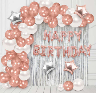 Rose gold and white party decorations clearance