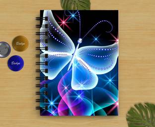 DI-KRAFT LED Butterfly Printed Regular Notebook A5 Diary Unruled 160 Pages