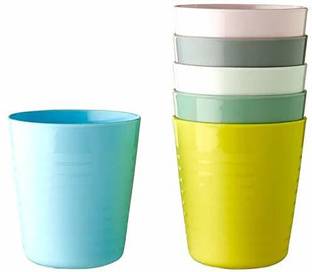 VARNA (Pack of 6) Plastic Polypropylene - 6 Pieces, Multicolour Glass Set Water/Juice Glass
