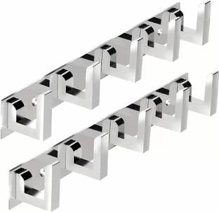 deeplax Door Hook Cloth Hanger Bathroom Wall Hooks wall Hanger keys Holder Steel Hooks Hook Rail Hooks khunti flora 6 pin (chrome finished) (Pack of 2) Hook Rail 6
