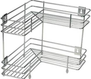 AK HUB Containers Kitchen Rack Steel Multipurpose 2 Layer Corner Double Vegetable & Fruit Rack