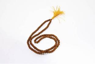 aura gems jewels 5 Mukhi 108 Beads, Beads Size 6mm, Certified Natural Rudraksha Mala Beads Wood Necklace