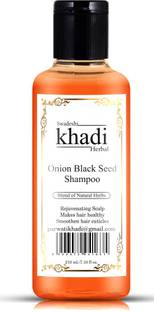 SWADESHI KHADI HERBAL Onion Black Seed Shampoo with Blend of Natural Herbs Rejuvenating Scalp (Pack of 1)