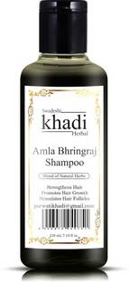 SWADESHI KHADI HERBAL Amla Bhringraj Shampoo with Blend of Natural Herbs Stimulates Hair Follicles (Pack of 1)